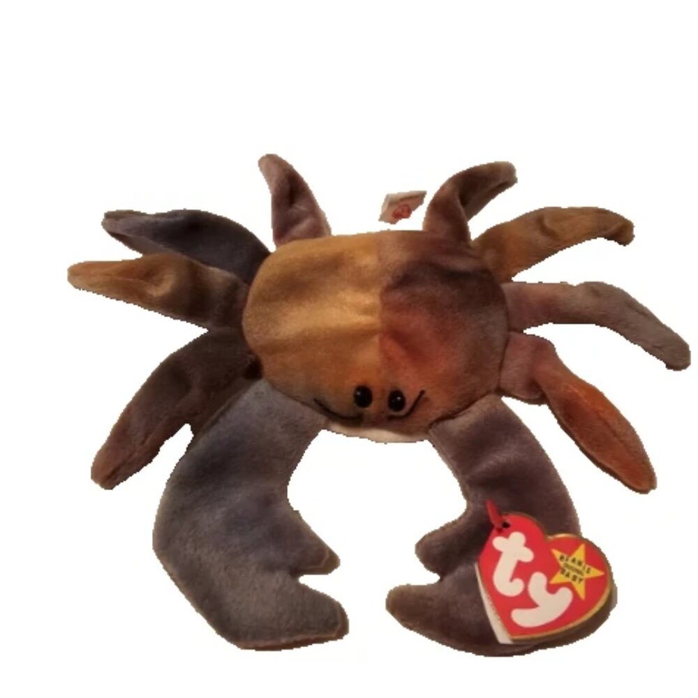 TY Beanie Baby - CLAUDE the Crab (PVC Pellets - 4th Gen - All CAPS Error) MWMT's